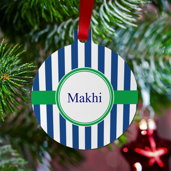 Stripes Metal Ball Ornament - Lifestyle
