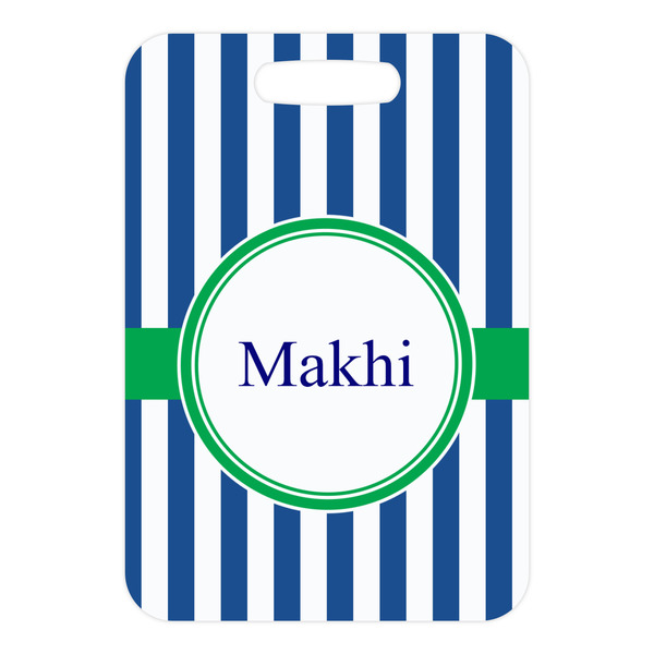 Stripes Metal Luggage Tag - Front Without Strap