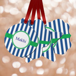 Stripes Metal Ornaments - Double Sided w/ Name or Text