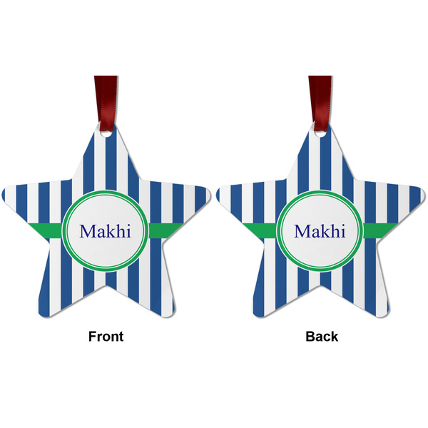 Stripes Metal Star Ornament - Front and Back
