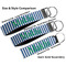Stripes Multiple Key Ring comparison sizes
