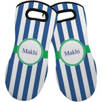 Stripes Neoprene Oven Mitts - Set of 2 w/ Name or Text