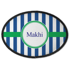 Stripes Iron On Oval Patch w/ Name or Text