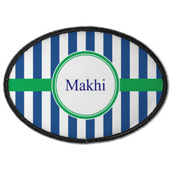 Stripes Iron On Oval Patch w/ Name or Text