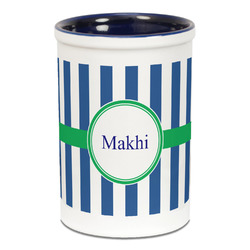 Stripes Ceramic Pencil Holders - Blue
