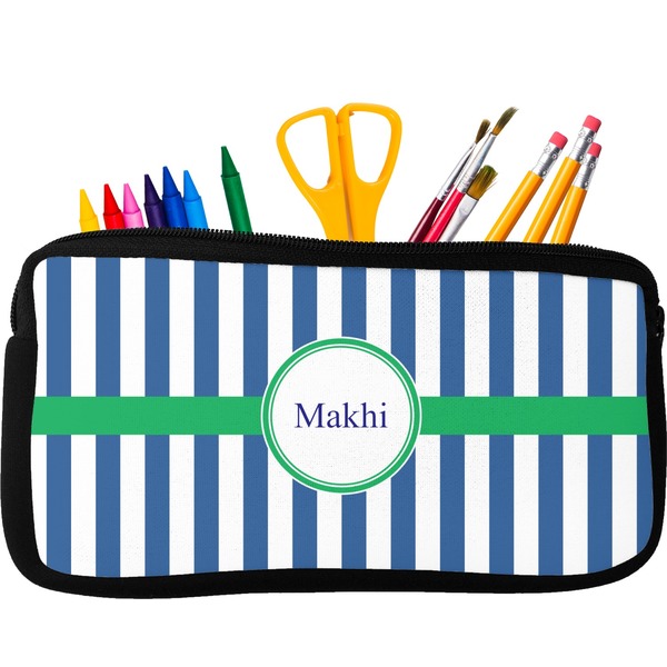 Custom Stripes Neoprene Pencil Case - Small w/ Name or Text