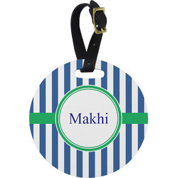 Stripes Plastic Luggage Tag - Round (Personalized)