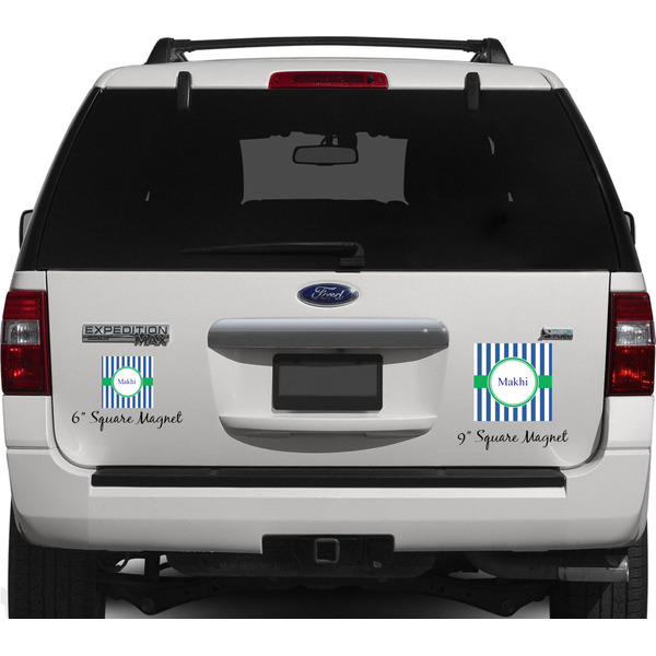 Stripes Personalized Square Car Magnets on Ford Explorer
