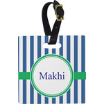 Stripes Plastic Luggage Tag - Square w/ Name or Text