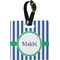 Stripes Plastic Luggage Tag - Square w/ Name or Text