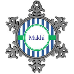 Stripes Vintage Snowflake Ornament (Personalized)