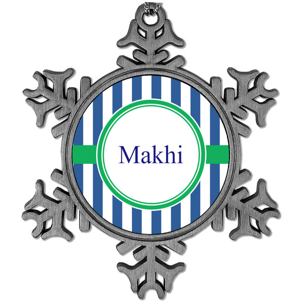 Custom Stripes Vintage Snowflake Ornament (Personalized)