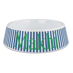 Stripes Plastic Dog Bowl - Large (Personalized)