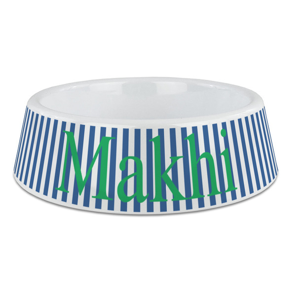 Custom Stripes Plastic Dog Bowl - Large (Personalized)