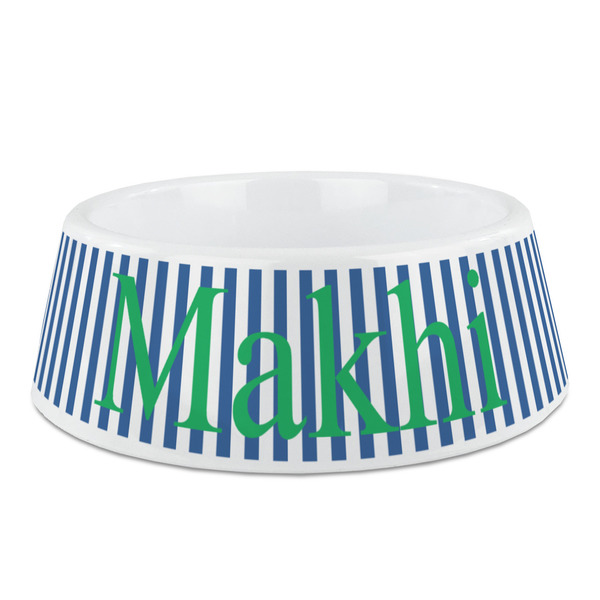 Custom Stripes Plastic Dog Bowl - Medium (Personalized)