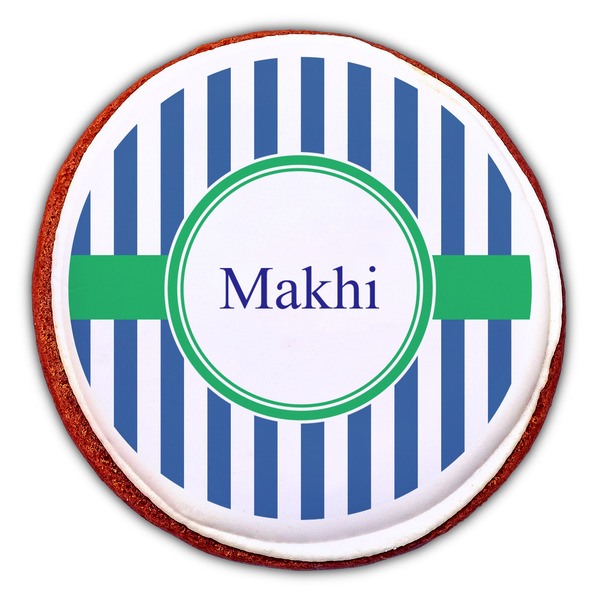 Stripes Printed Icing Circle - Large - On Cookie