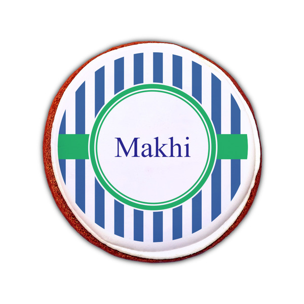 Stripes Printed Icing Circle - Small - On Cookie