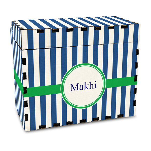 Custom Stripes Wood Recipe Box - Full Color Print (Personalized)