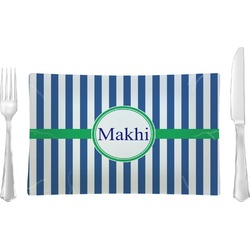Stripes Rectangular Glass Lunch / Dinner Plate - Single or Set (Personalized)