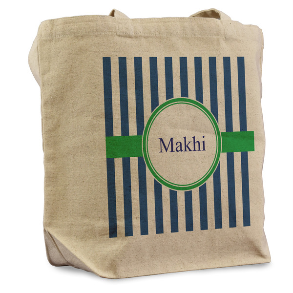 Custom Stripes Reusable Cotton Grocery Bag (Personalized)
