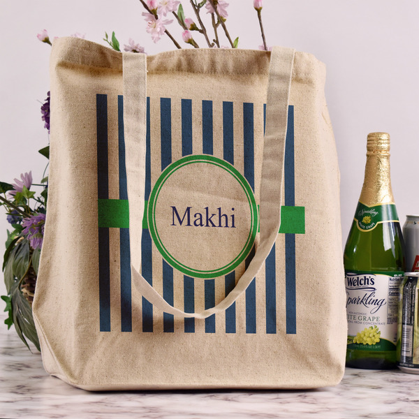 Stripes Reusable Cotton Grocery Bag - In Context