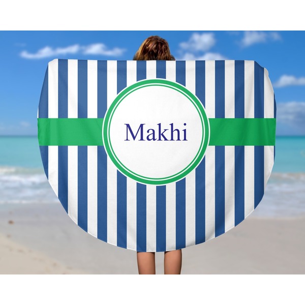 Stripes Round Beach Towel - In Use