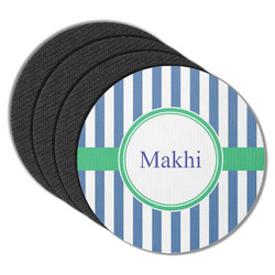 Stripes Round Rubber Backed Coasters - Set of 4 (Personalized)