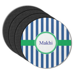 Stripes Round Rubber Backed Coasters - Set of 4 (Personalized)