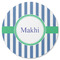Stripes Round Rubber Backed Coaster (Personalized)