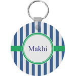 Stripes Round Plastic Keychain (Personalized)