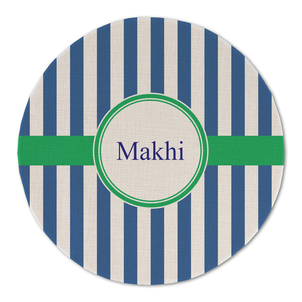 Stripes Round Linen Placemats - FRONT (Double Sided)