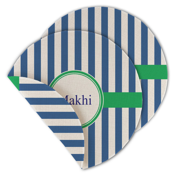Custom Stripes Round Linen Placemat - Double Sided (Personalized)