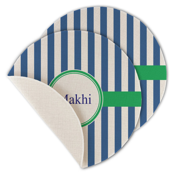 Custom Stripes Round Linen Placemat - Single Sided - Set of 4 (Personalized)