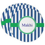 Stripes Round Paper Coasters w/ Name or Text