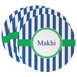 Stripes Round Paper Coasters w/ Name or Text