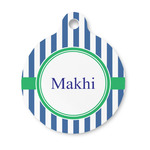 Stripes Round Pet ID Tag - Small (Personalized)