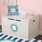 Stripes Round Wall Decal on Toy Chest