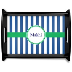 Stripes Black Wooden Tray - Large (Personalized)