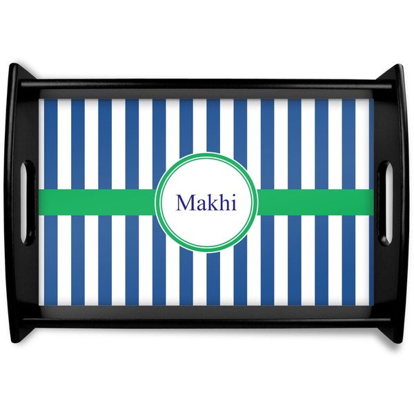 Custom Stripes Black Wooden Tray - Small (Personalized)