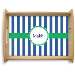 Stripes Natural Wooden Tray - Large (Personalized)