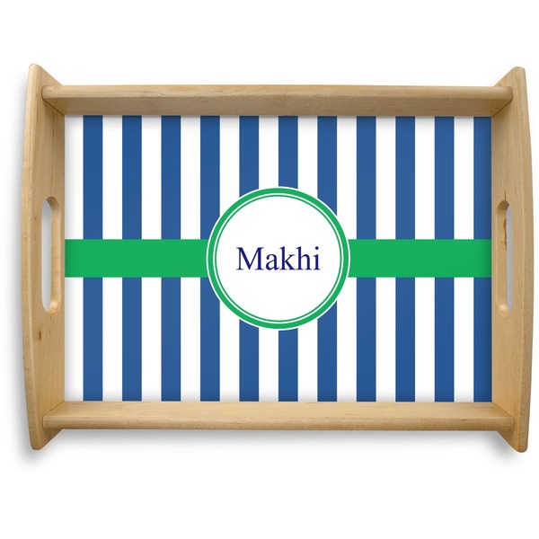 Custom Stripes Natural Wooden Tray - Large (Personalized)