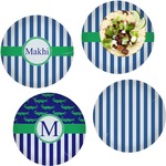 Stripes Set of 4 Glass Lunch / Dinner Plate 10" (Personalized)