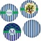 Stripes Set of 4 Glass Lunch / Dinner Plate 10" (Personalized)