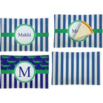 Stripes Set of 4 Glass Rectangular Appetizer / Dessert Plate (Personalized)