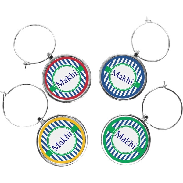 Custom Stripes Wine Charms (Set of 4) (Personalized)