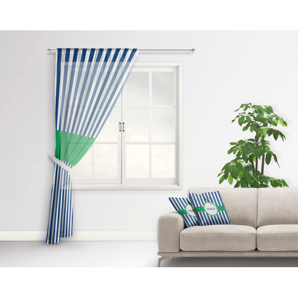 Stripes Sheer Curtain With Window and Rod - in Room Matching Pillow