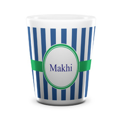 Stripes Ceramic Shot Glass - 1.5 oz - White - Set of 4 (Personalized)