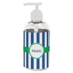 Stripes Plastic Soap / Lotion Dispenser (8 oz - Small - White) (Personalized)