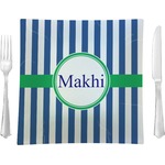Stripes 9.5" Glass Square Lunch / Dinner Plate- Single or Set of 4 (Personalized)