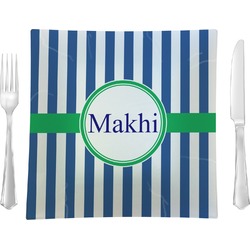 Stripes Glass Square Lunch / Dinner Plate 9.5" (Personalized)